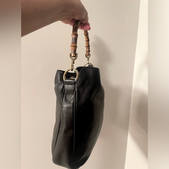 EUC GUCCI BAMBOO Black Leather bag - Picture 5 of 11